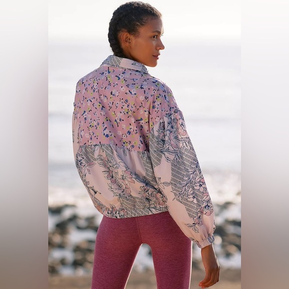 NWT Daily Practice by Anthropologie Windbreaker Jacket Pink Floral - Size XXS - Picture 2 of 9